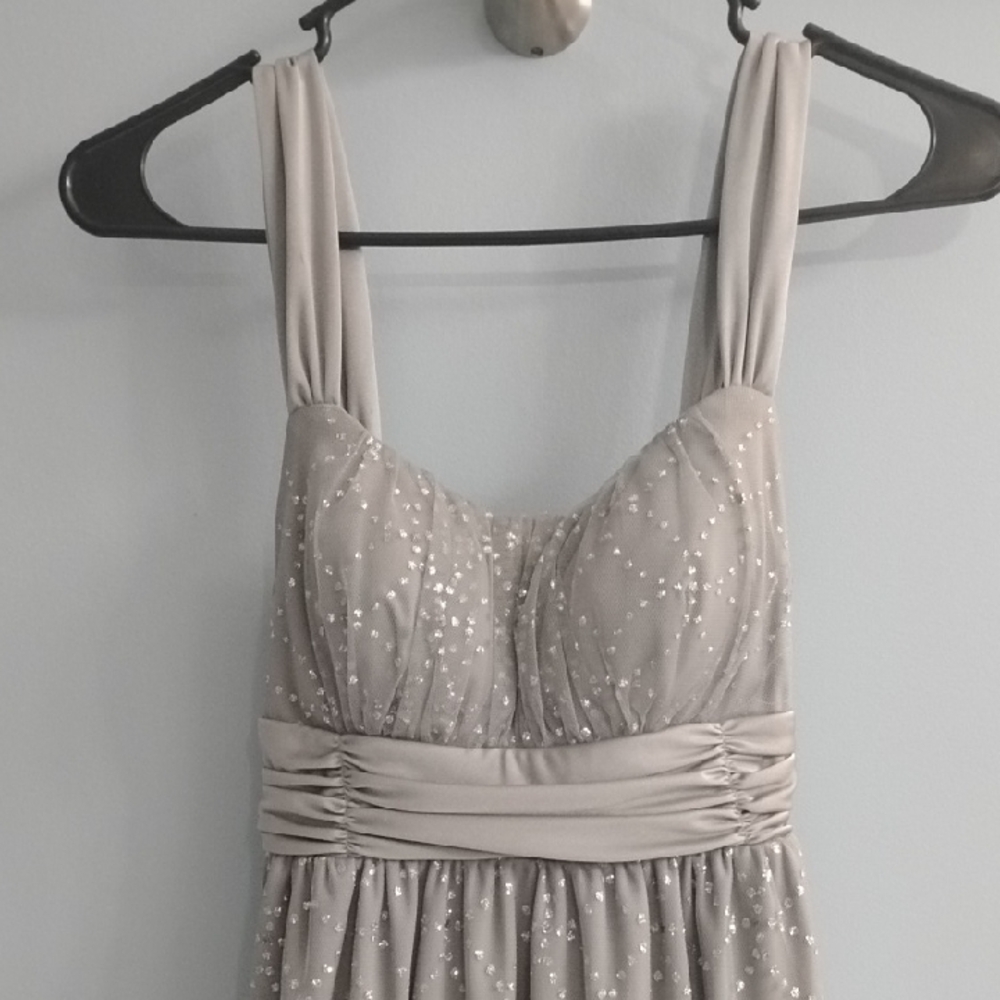 🌹Bwear Too Silver Sparkling Mesh Dress With Satin Straps 🩶 Size Small